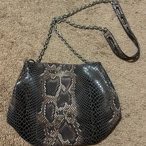 Sondra Roberts Black Snake Print Crossbody Bag